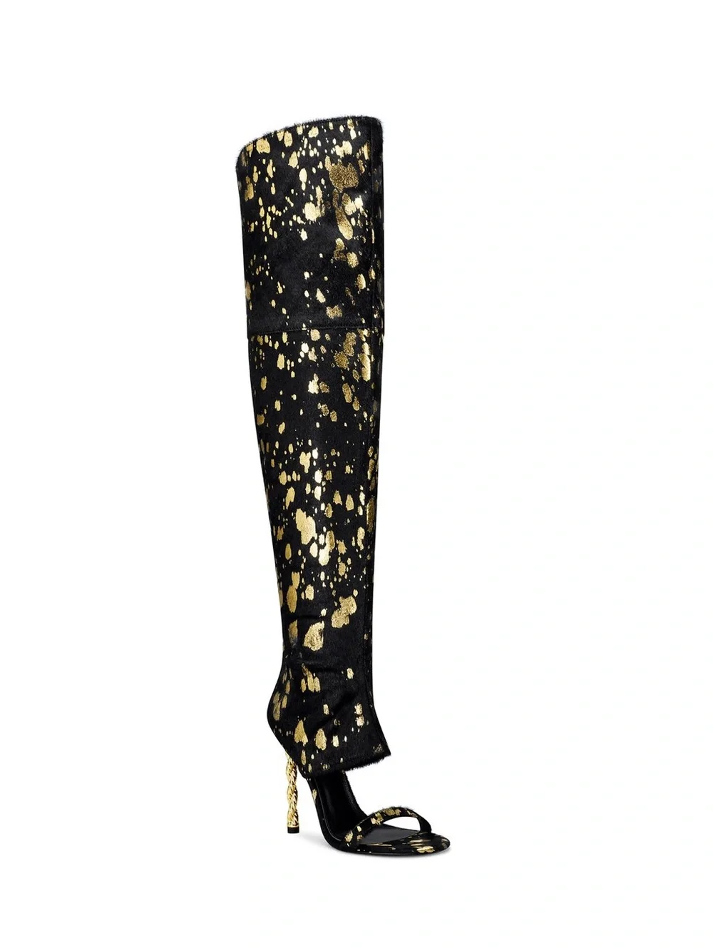 IAMJENNIFERLE Black and Gold Over-the-Knee Sandal Boots 37 New